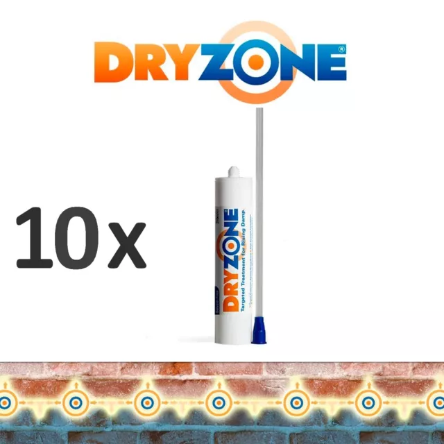 10 x Dryzone Injektionscreme, Horizontalsperre, Wandabdichtung, Kellerabdichtung
