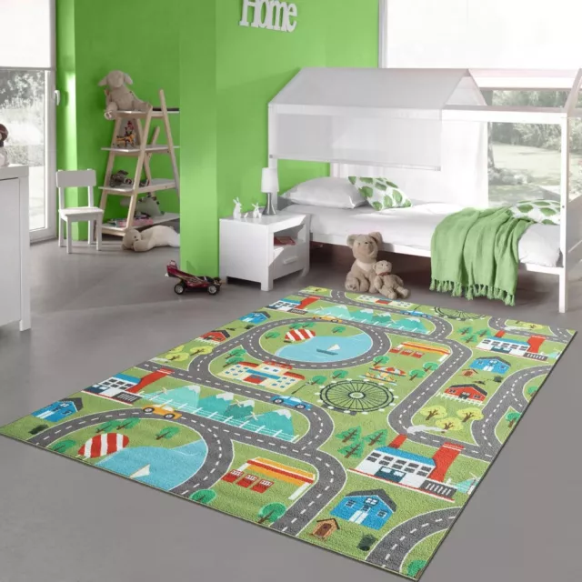 Alfombra de Juego infantil con Paisaje Urbano - Montañas y Lagos - pradera verde