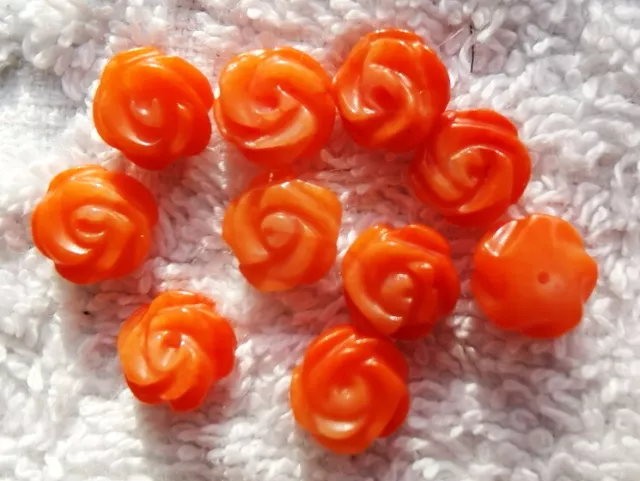 clearance-5 pairs genuine coral carved half-drilled rose flower 8mm(for earings)