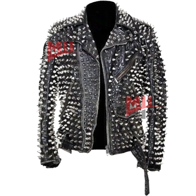 Handmade Women Black Fully Silver Studded Pure Leather Jacket, Fashion Jacket