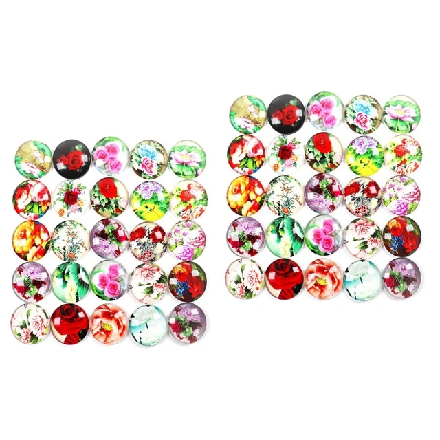 2x Flatback Cabochons Dome Cabochons Glas Snap Charme Schmuck 6