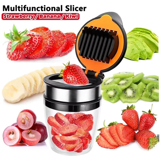 Cup Slicer For Fruits & Veggies - Stainless Steel Push Slicer For Strawberries, Bananas, Speed Slicing Kitchen Gadget - View #5