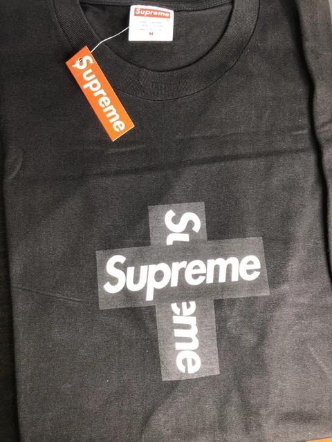 SUPREME CROSS BOX Logo Tee - BLACK - Size Medium M - BOGO