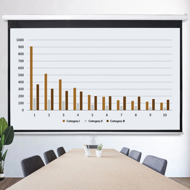 WHITE 80& MANUAL Pull Down Projector Screen HD Home Movie Theater