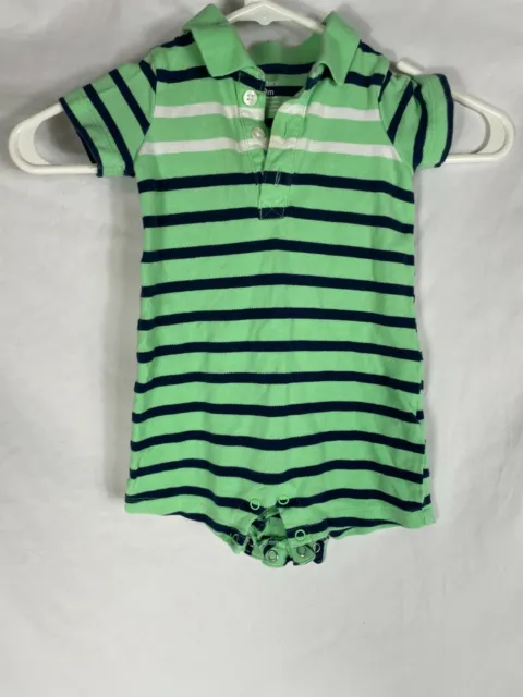 Baby Carters One-Piece shirt with buttons Green and Blue striped Size 9 m
