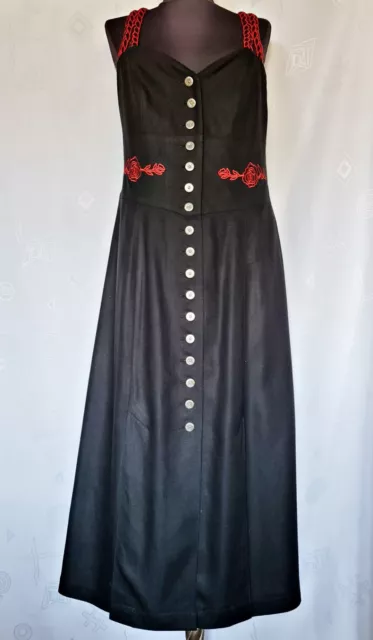 Vintage M&G Tyrol Oktoberfest Dirndl Black Linen Blend Women Dress :Us 12/Eu 40