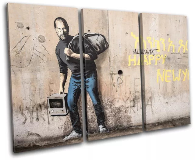 Steve Jobs Banksy Banksy Street TREBLE CANVAS WALL ART Picture Print