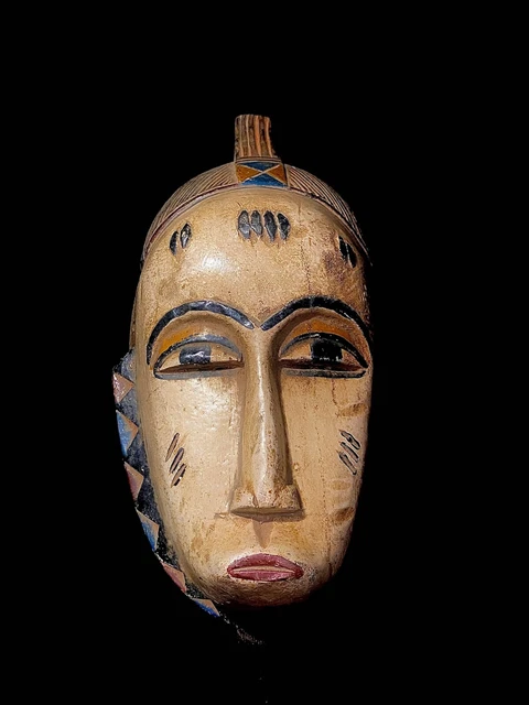 African Tribal Face Mask Wood Hand Carved Vintage Wall guro mask handmade -3539