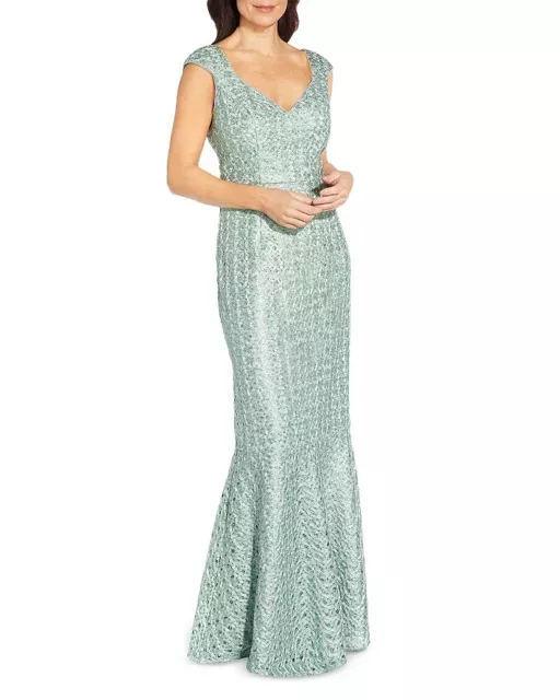 Aidan Mattox Sweetheart Lace Embroidered Mermaid Gown Women's 4 Celadon Zippered