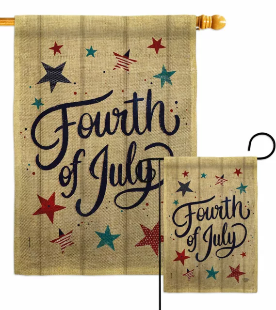 Fourth July Stars Burlap Garden Flag Americana Decorative Gift Yard House Banner