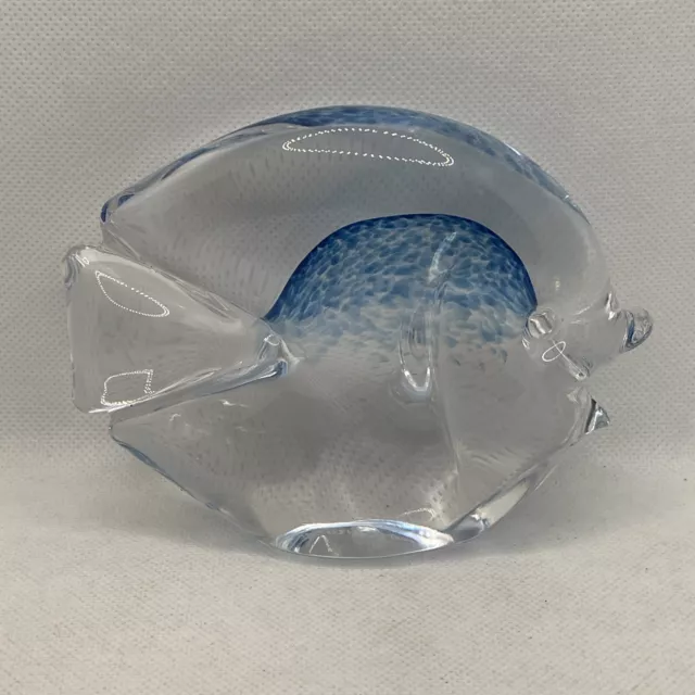 Signed Marcolin Swedish Art Glass Fish Paperweight Figurine