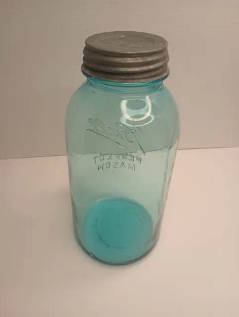 Vintage 1923~1933 Ball Perfect Mason Aqua blue Half Gallon Jar#6Zinc Lid