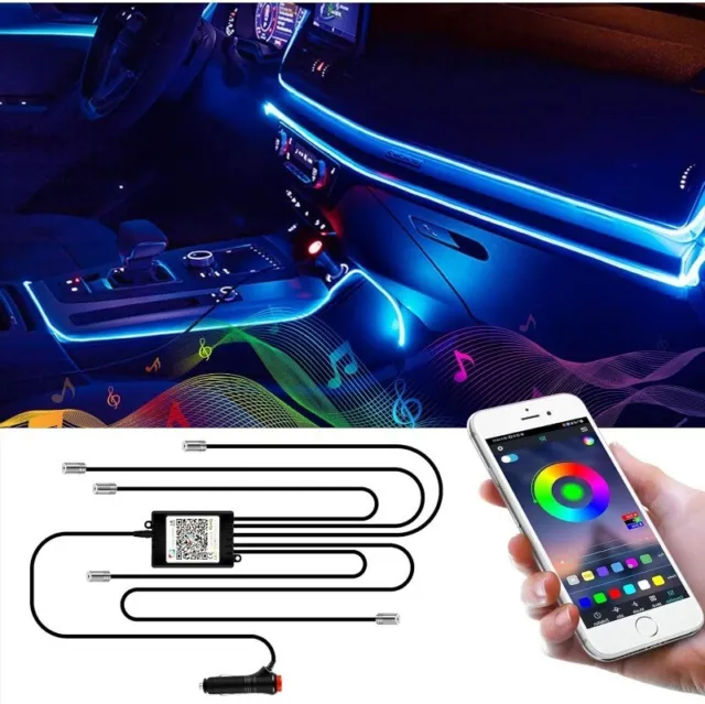 Striscia Led RGB per interni auto, 6m Con App Remoto