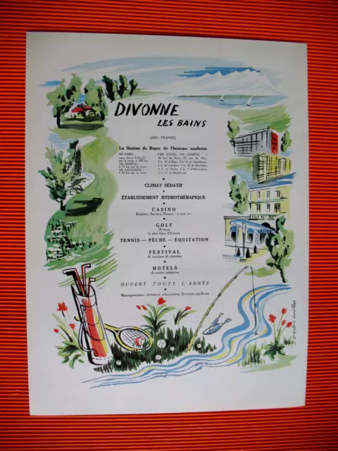Publicite De Presse Divonne Les Bains Therme Illustration J. Desvilles Ad 1962