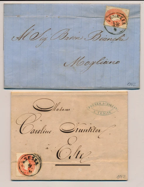 LOMBARDEI-VENETIEN 1861 2 Briefe VENEZIA, mit vollem Inhalt. Interesssant.