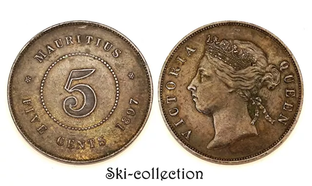 5 Cents 1897, Mauritius. Kaiserreich Britannique. Victoria. Bronze