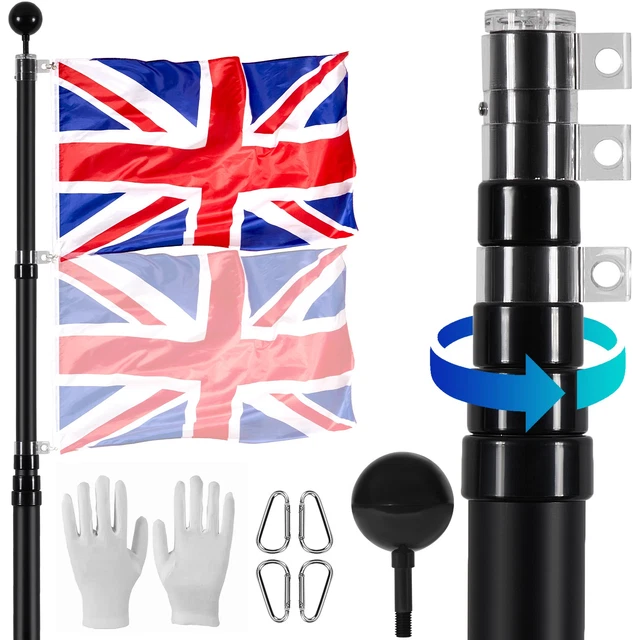 Astabandera Telescópica VEVOR 20 Pies – Aluminio Negro, Fácil De Instalar