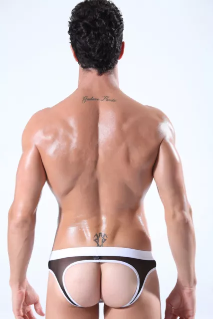 Jock strap noir sheer pocket ceinture blanc WJ by NEOFAN taille M sexy Ref WJ50