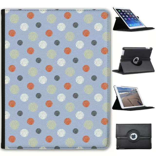 Lines and Lines of Big & Small Dots Folio Cover Leather Case For Apple iPad