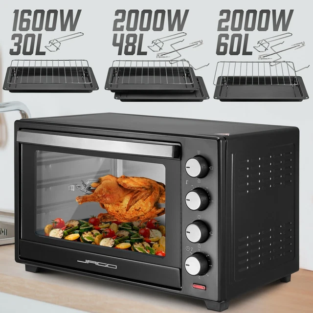 Jago® Minibackofen mit 30/48/60L 1600/2000W Grill Mini Ofen Toastofen Pizzaofen