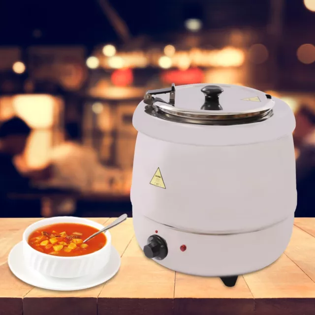 10L SUS 304 Electric Countertop Commercial Soup Kettle Warmer - 120 Volt Silver