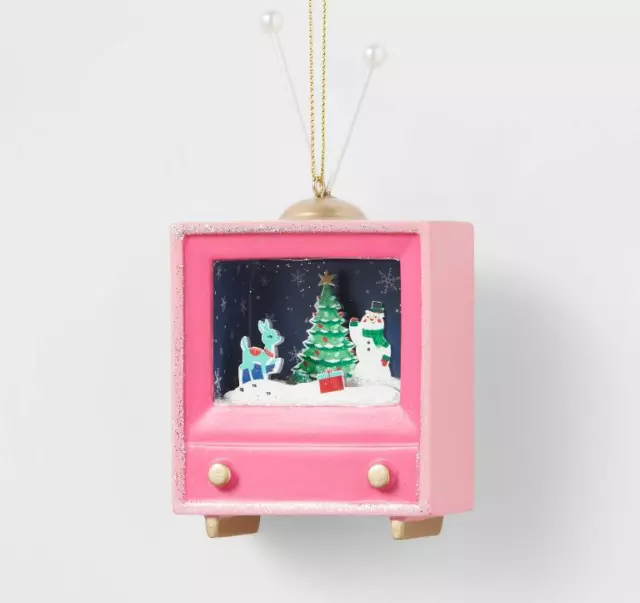 Retro Pink TV Deer Fawn Christmas Ornaments Target Wondershop HTF Sold Out