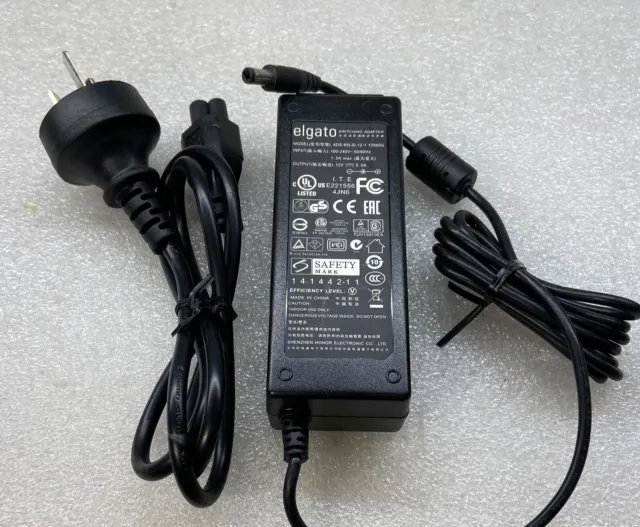 ELGATO ADS-65LSI-12-1 12060 60W 12V 5A AC Power Adapter Plug size: 4.5mm & 2.1mm