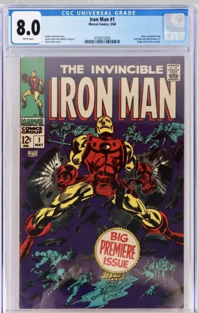 Marvel Comics Iron Man #1 1968 CGC Graded 8.5  WhitePages “Origin Of Iron Man”