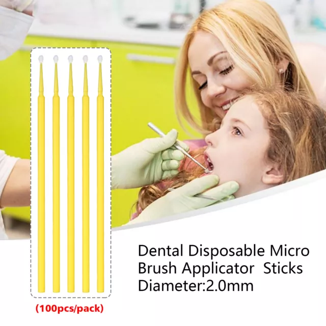 Dental Micro Applicator Brush Disposable Makeup Eyelash Brushes 2.0mm Yellow
