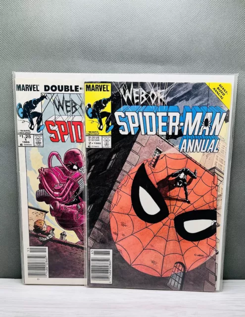 Web of Spider-Man Annual Lot Vintage Marvel Comics Group 1985 Key Issues 1 & 2