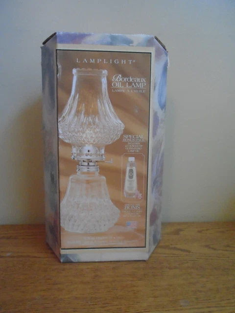 Vintage LAMPLIGHT FARMS 13” Tall Diamond Cut Crystal Oil Lamp