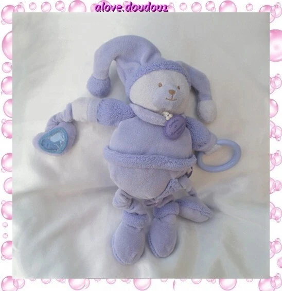 Doudou Peluche Doudou et Compagnie Ours Pantin d'activité Macaron Lavande