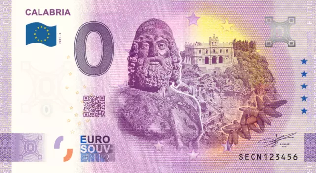 0€ Zero Euro Souvenir Banconota Ufficiale Italia 2021 - Calabria