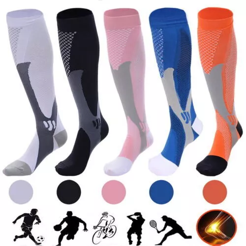 Compression Socks Men & Women Varicose Veins Anti-Fatigue Flight Travel Running.