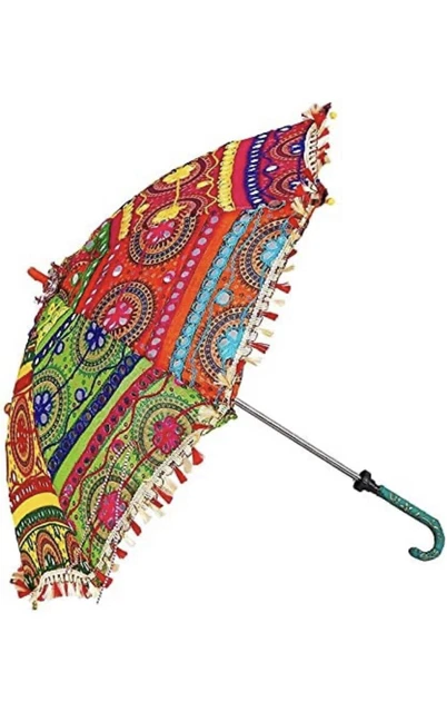 Lot Of 10PC Indian Vintage Cotton Sun Shade Wedding Decorative Parasol Umbrella