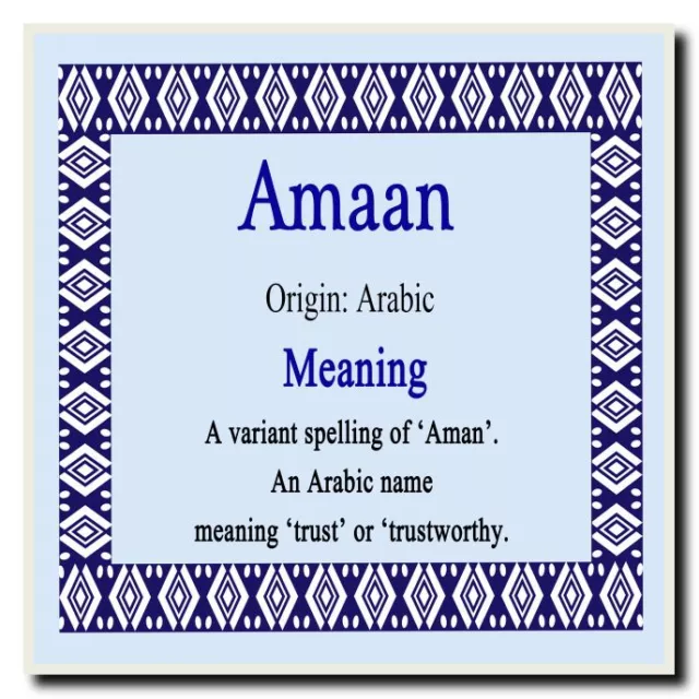 Amaan Personalised Name Meaning Coaster