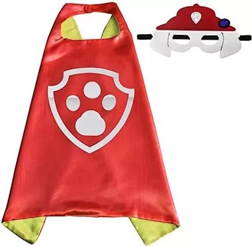 Set mantello e maschera PAW PATROL MARSHALL, abito da festa rosso ragazze/ragazzi + ADESIVI