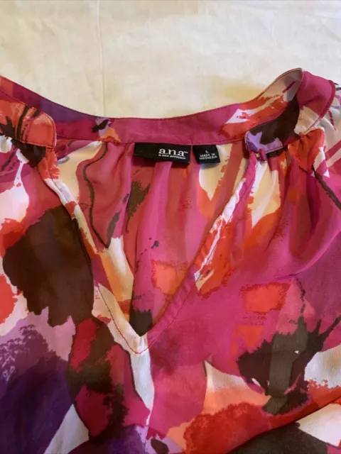 Ana A.n.a. Floral Watercolor Sheer Crop Top Womens Large Excellent Condition 3