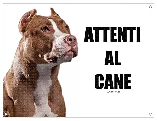 PITBULL attenti al cane mod 1 TARGA cartello IN METALLO (15X20) (l9M)