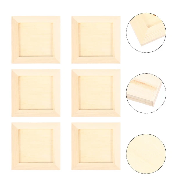 5 Pcs Clay Picture Frame Wood Child Wooden Frames Crafts DIY Unfinished