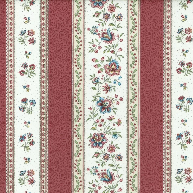 Textiles français Provençal fabric GORDES Antique Red and Ivory - per 1/2 metre