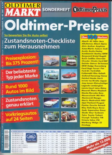 Oldtimer Markt Sonderheft Nr. 40 Preise 226 Seiten 1000 Fotos 2007
