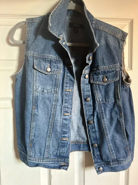 Vintage Izod Womens Denim Vest Size  Medium / Dark Wash Button Up