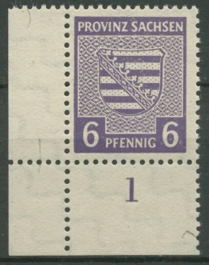 SBZ Provinz Sachsen 1945 Provinzwappen 76 Y c postfrisch geprüft Ecke unt. links