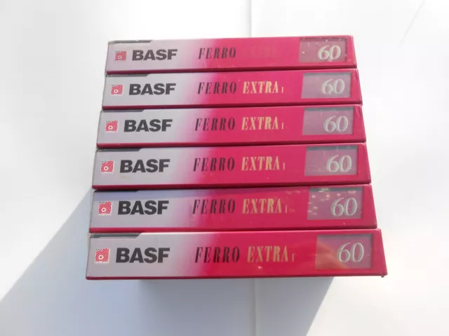 🎧 LOT 6 Cassettes audio anciennes - tape - k7 - BASF Ferro Extra I 60 neuves 🎧