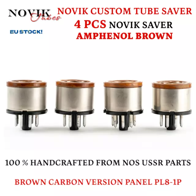 Enchufe de tubo Novik Octal 8 pines protector marrón anfenol para tubos 6L6 6V6 6SN7 EL34 4