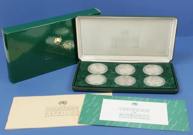 Australia: 1988 Official RAM Bicentennial set of 6 50mm dia Proof Silver Medals,