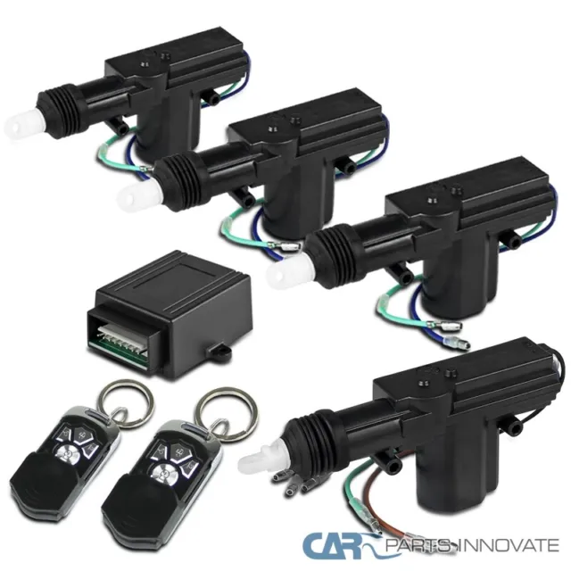 4 Door Power Central Lock Kit Car Remote Control Conversion w/ 2 Keyless Entry