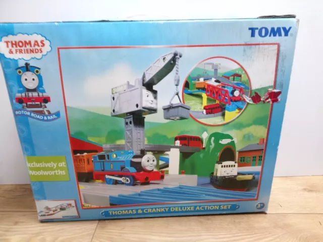 TOMY Thomas the Tank Engine Train & Cranky Deluxe Action Set - 100% - Working