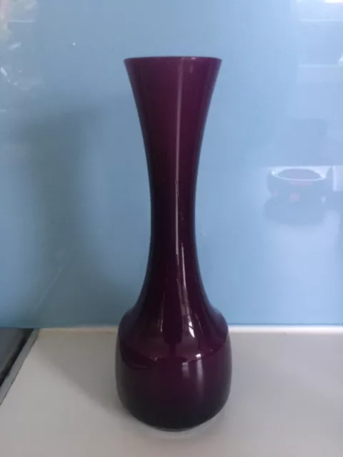 Purple Cased Glass Vase Scandinavian Style 60s 70s Italian  white inside